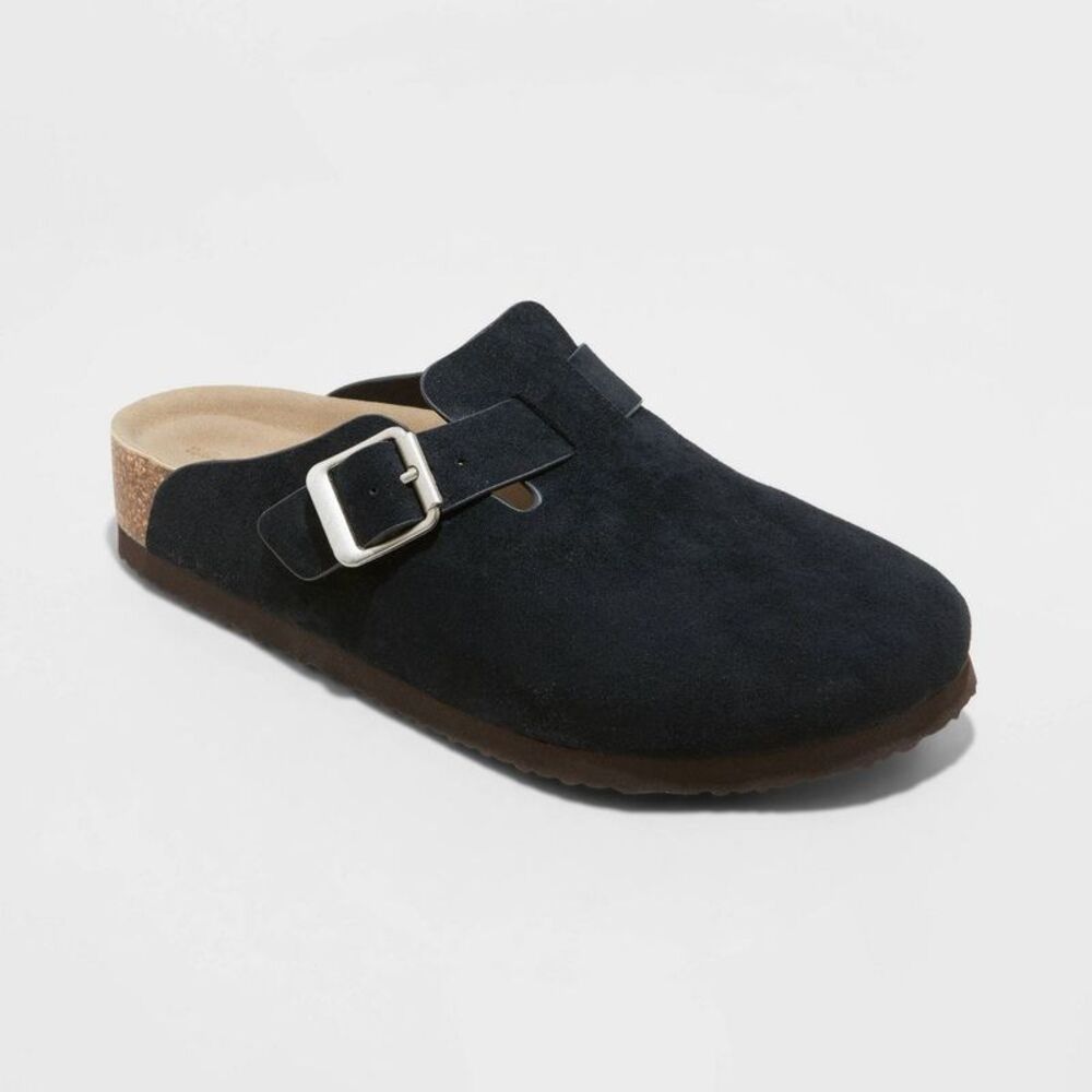 Women's Betsy Clog Mule Flats - Black 9: Slip-On Round Toe Mules